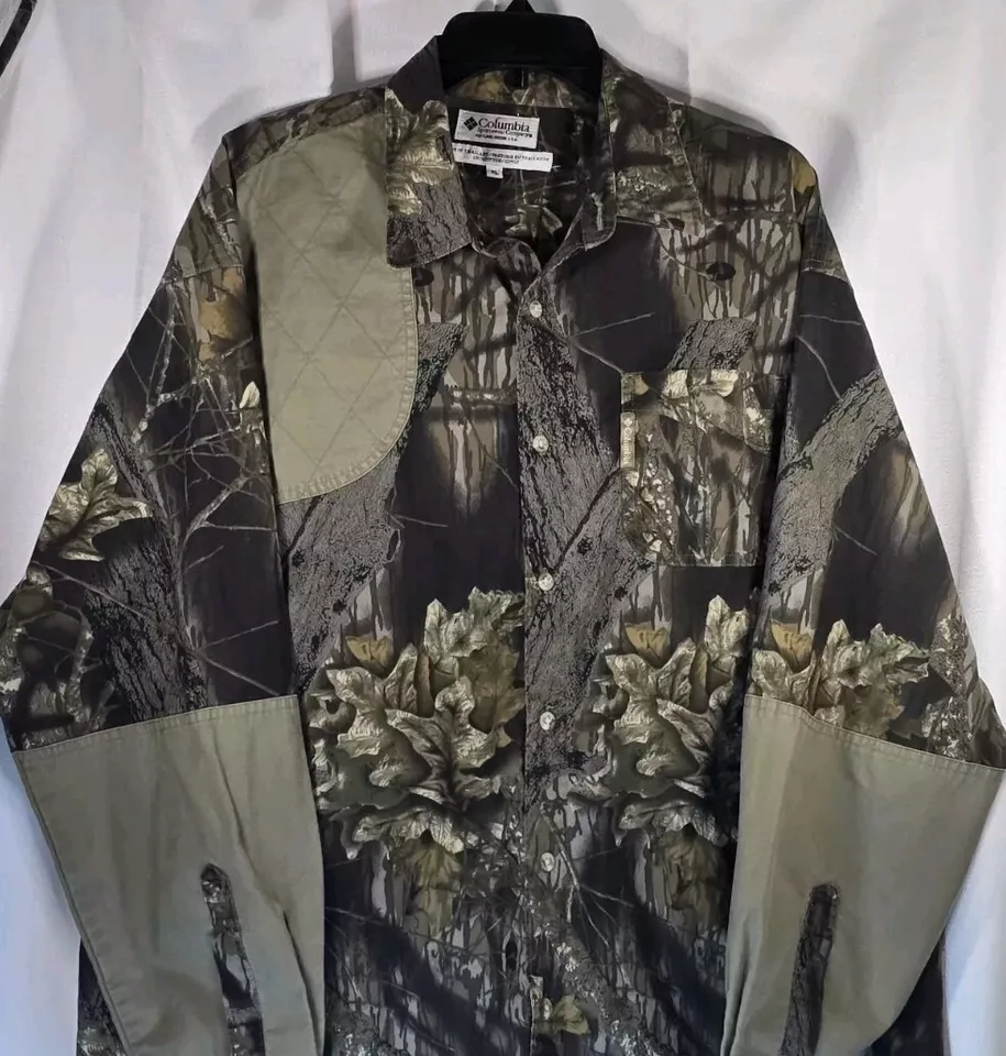 Camisa Columbia De Colección Para Hombres X-Large Camuflaje Manga Larga Caza Roble Musgo Foto 3 de 4