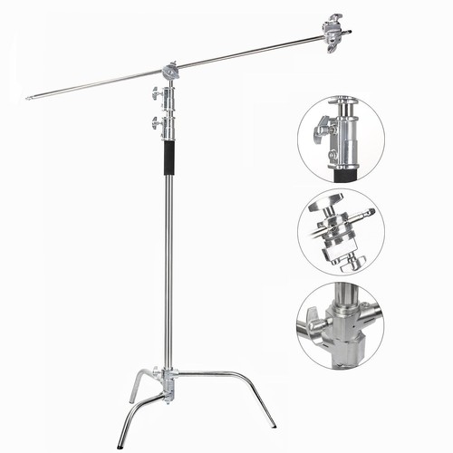 260cm Licht Reflektor Stativ C Stand mit Verlängerungsarm mit Tasche und Rädern - Photo 5/10