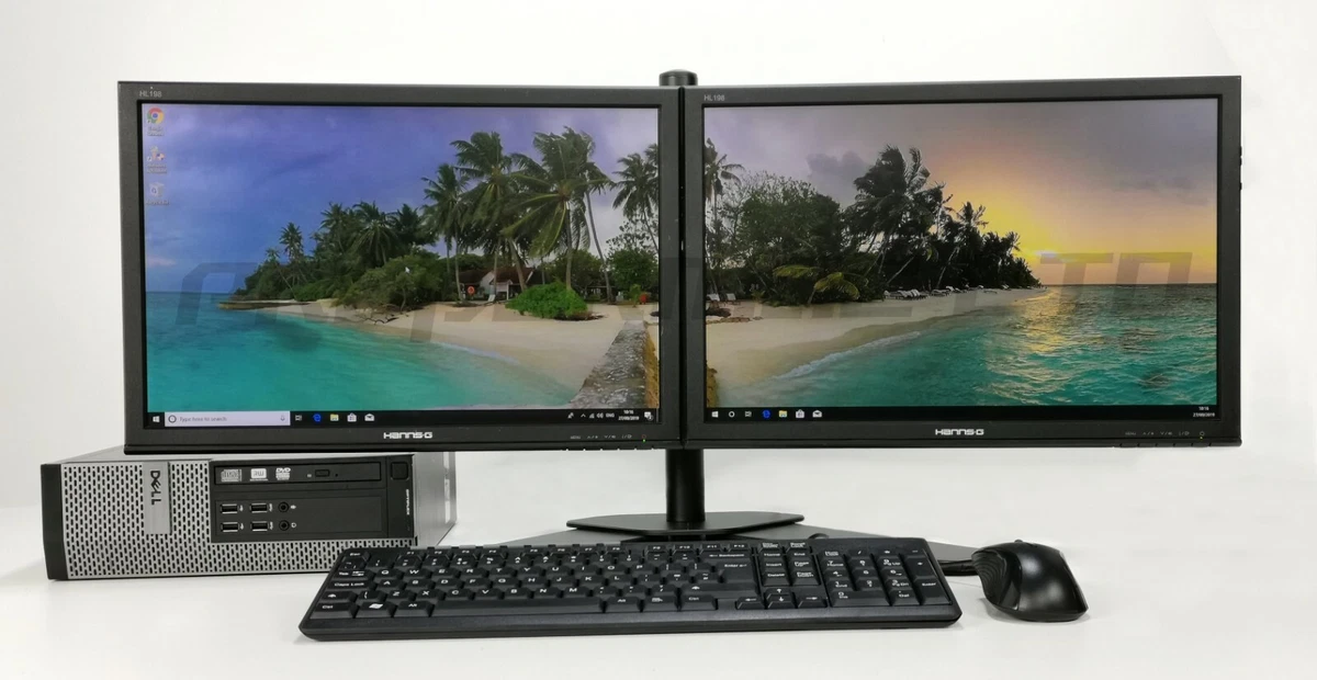 Set computer monitor doppio schermo torre desktop i5 i7 SSD HD Windows 10  11 Wif