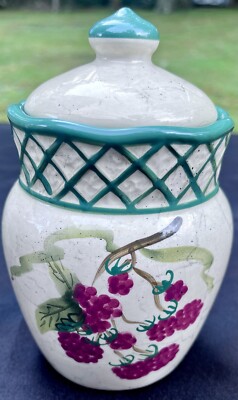 Canister Certified Intl RAYMOND WAITES RASPBERRY Cornucopia 6'' Fruit Lattice