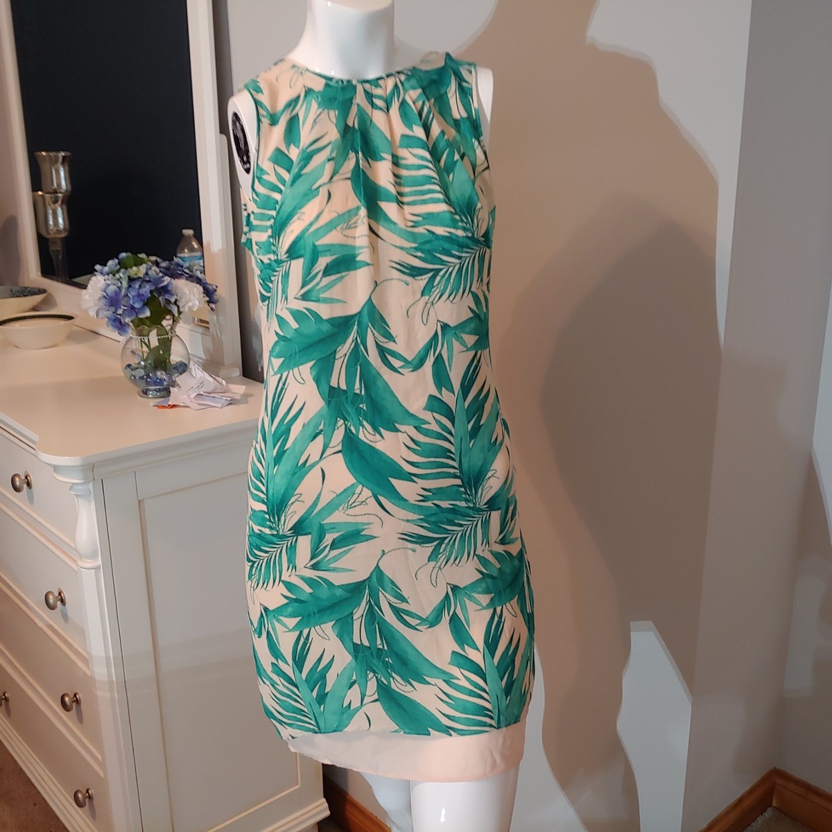 Womens size 4 H&M green/cream floral print dress | eBay