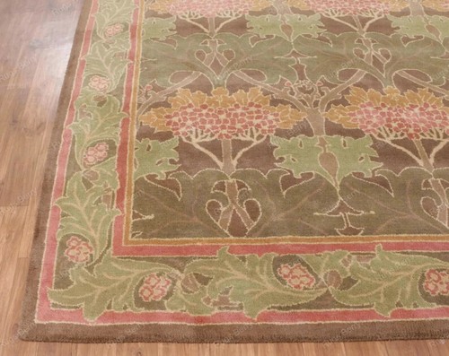 Alfombra de lana acolchada a mano alfombra tradicional verde cerámica 5x8 pies William Morris - Imagen 5 de 10