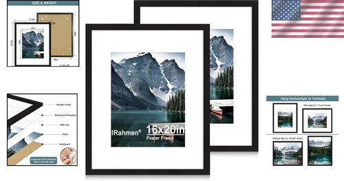 Rustic 16x20 Wall Frames Set for Vertical and Horizontal Display - Gift-Ready - Picture 2 of 9