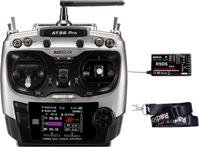 Radiolink AT9S Pro 10/12 Channels Radio Transmitter and Receiver R9DS, Long