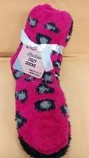 Ladies Cozy Socks Pink/Dark Gray Stripe/Pink/Gray Dots Shoe Sz 4-11 - 2 pair