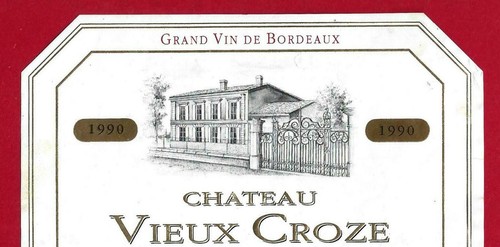 82/65 Etikett Label BORDEAUX SUPERIOR CHÂTEAU VIEUX CROZE 1990 - Bild 2 von 3