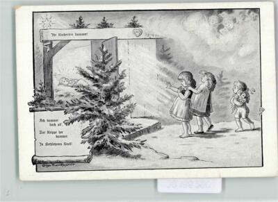 39185290-nativity children are blinded, angel signed Olga Burckhardt Christmas