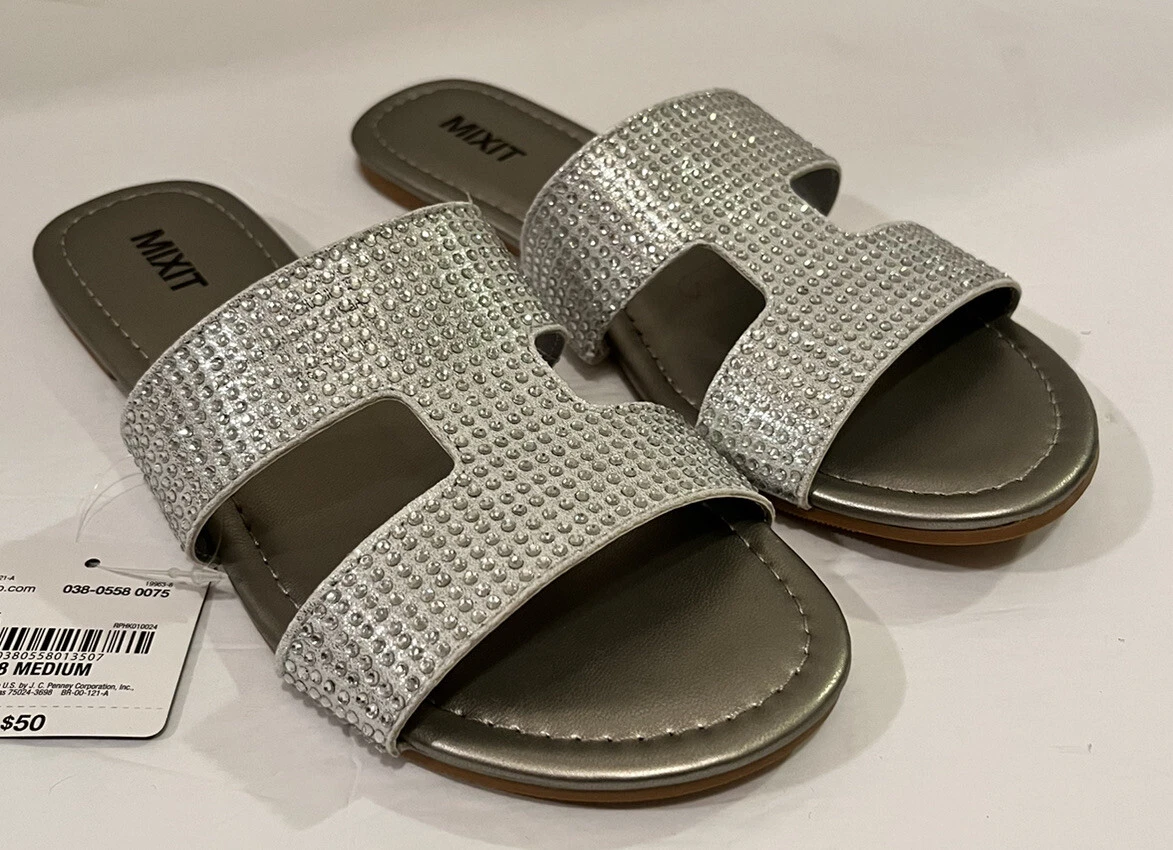 Mixit Silver Grady Slides Sandals size 7.5 NEW eBay