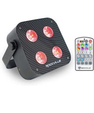Rockville MINI RF4 V2 Black LED Wash Up Light, RGBWA UV, Compact, App, Remote Co