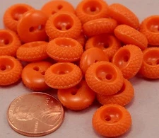 24 Small Thick Concave Front Orange Plastic Buttons 1/2" 13MM # 6351