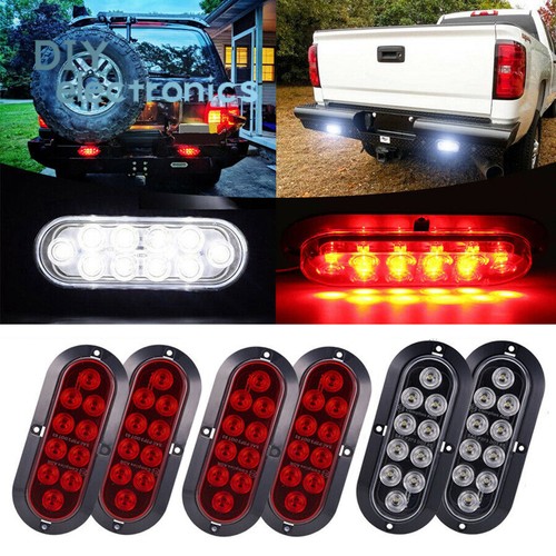 6" 10 LED Oval Trailer Truck Reverse Backup Stop Tail Lights 12V