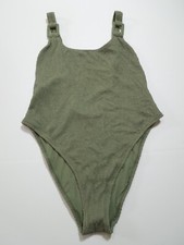 NEW AMERICAN EAGLE AERIE XL 1pc GREEN W/ SILVER SHIMMER SWIMSUIT, CHEEKIEST