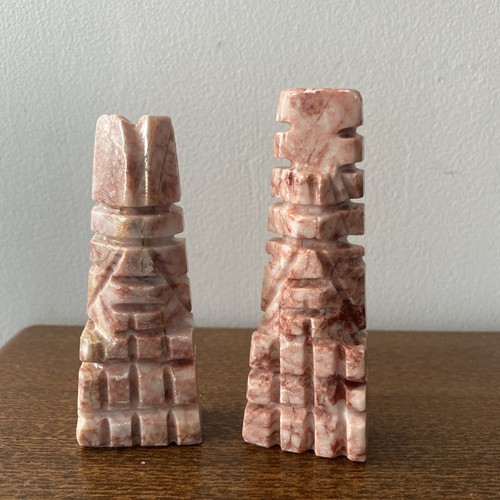 Set of 2, Pink Marble/Onyx Chess King & Queen Pieces