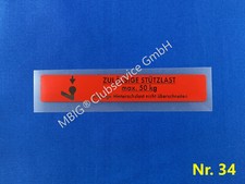 Aufkleber St&uuml;tzlast MercedesW110 W111 W112 W123 W124 W126 W129 W140 W201 Daimler