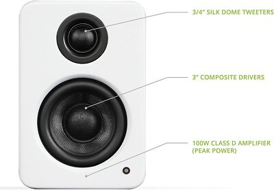 Kanto YU2 Powered Desktop Computer Speakers - Matte White - Pair