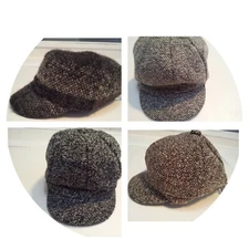 Apt 9 Womens Cadet Military Hat One Size Brim Brown Black Gray Raised Rib Marled