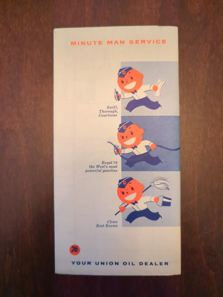 复古 UNION 76 加气站 城市地图 BAKERSFIELD TAFT WASCO KERN COUNTY CA 1960 年代 ( — 第 2/4 张图片