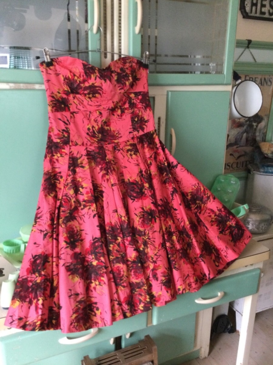 Vintage style Miss Selfridge strapless dress, Rockabilly/ jive