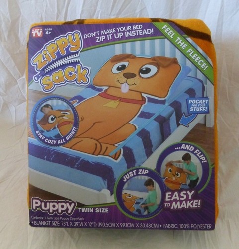 Zippy Sack Puppy Fleece Twin Size Blanket NIP