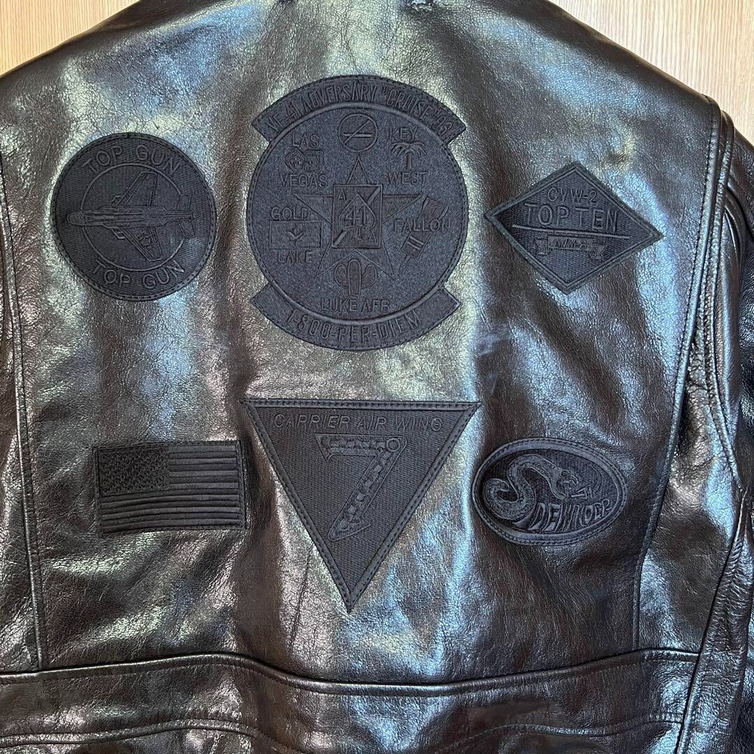 AVIREX G-1 Leather Flight Jacket Men's Size 40 Goatskin Black Patch Shearling image 7