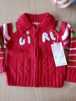 MAGLIA MAGLIONE CARDIGAN BAMBINA TAGLIA ANNO 12 MESI MISTO LANA NUOVO  INVERNAL