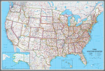 United States US-USA Wall Map Poster Classic Blue Edition by Swiftmaps
