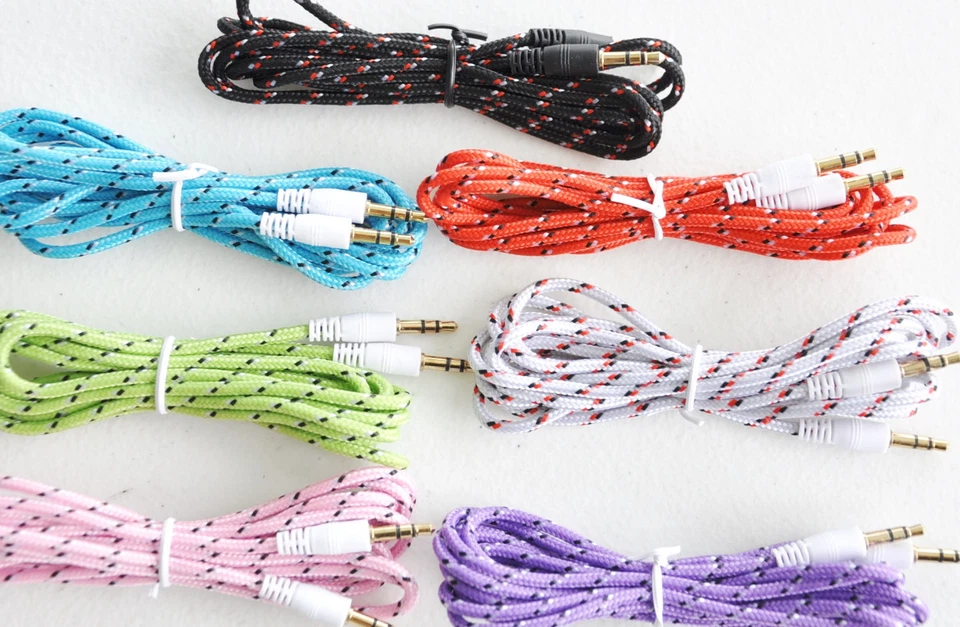 6FT LONG 3.5mm audio stereo aux braided cable FOR Apple iPhone 6 5S ipod Samsung - Image 2 of 4