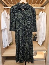 Dorothy Perkins Womens Zebra Print Midi Shirt Dress Green Black UK 12
