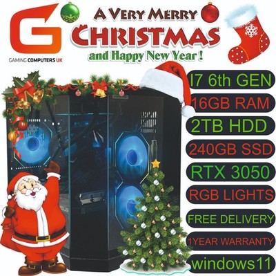 WEIHNACHTSANGEBOTE GAMING PC I7 6. 16GB 2TB+240 SSD RTX 6GB 3050 W11 KOSTENLOSE LIEFERUNG 