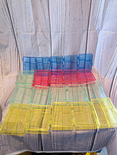 Plastic Hinged Compartment Bead Storage Organizer Boxes/Cases Lot, Multicolor