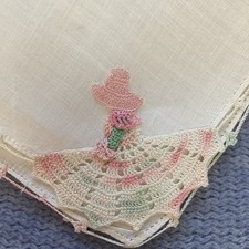 VTG Lot Of 6 Embroidered Handkerchiefs -Clover Florals Lady Lace Cottagecore