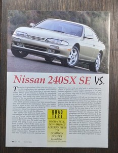 1994 Vintage Car Print Ad Gold Nissan 240SX SE Magazine Article Promo Art   