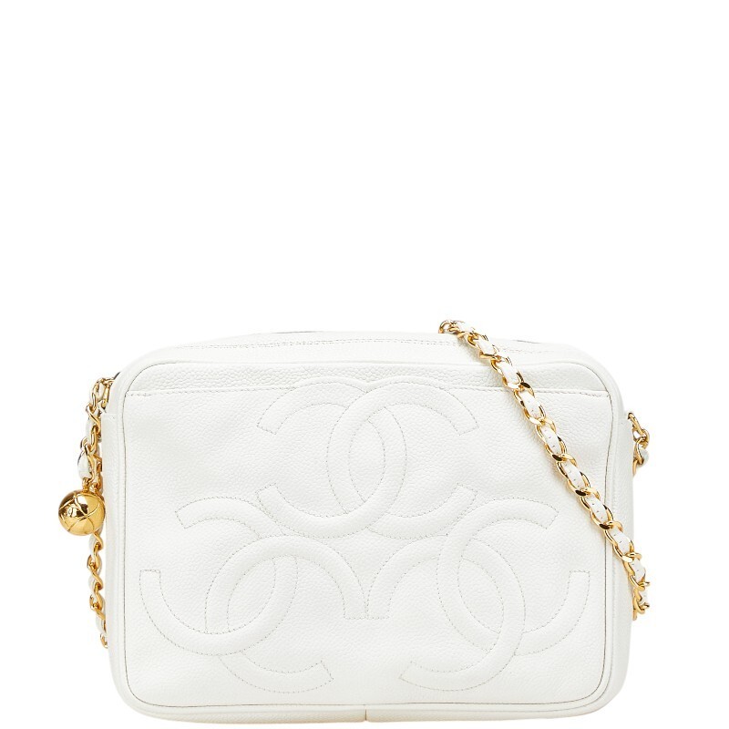 Chanel Triple Coco Mark Shoulder Bag White 545055