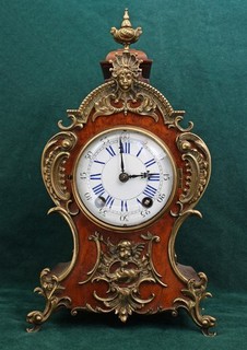 SUPERB ANTIQUE LENZKIRCH STRIKING WALNUT MANTEL CLOCK ROCOCO BRASS DECOR WORKS