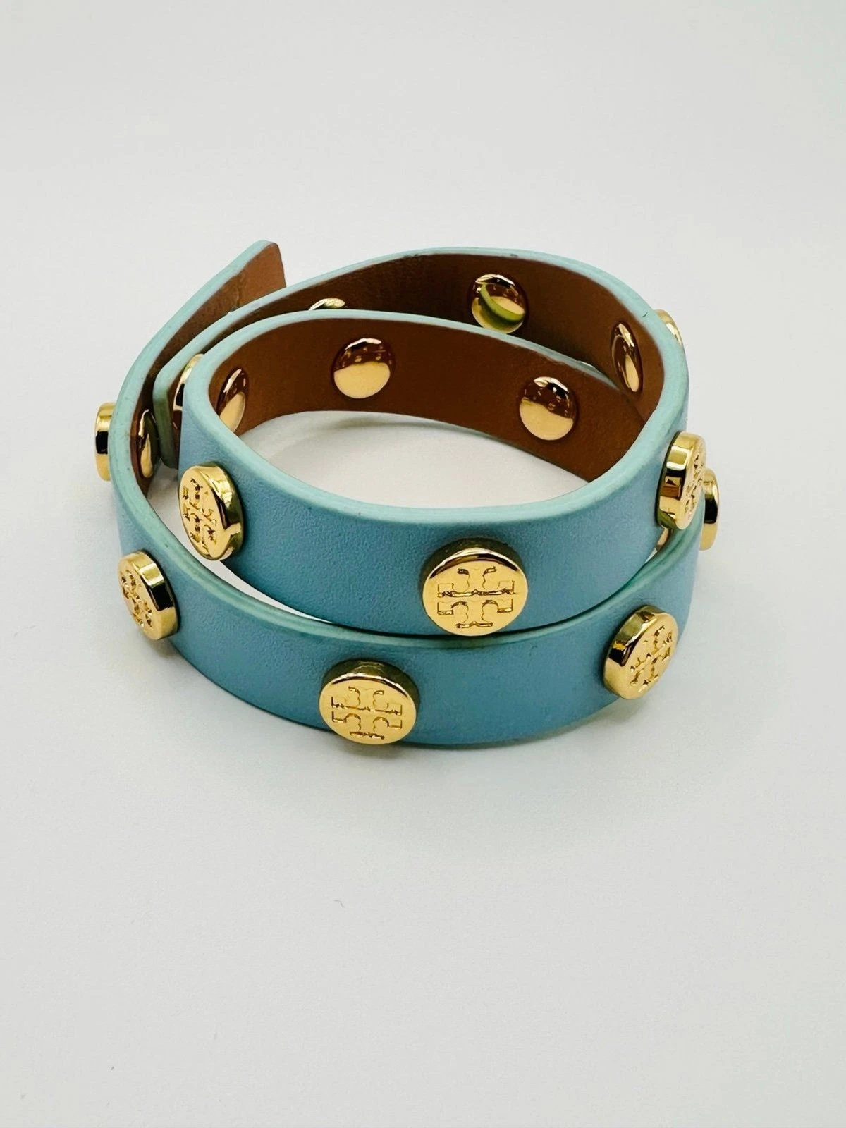 Bracciale doppio avvolgimento Tory Burch in pelle blu