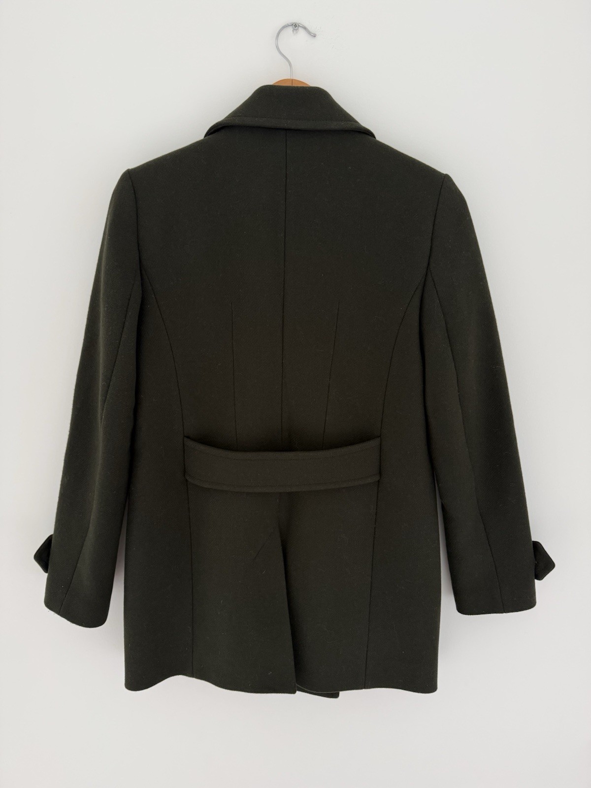 Reiss Felix Double Breasted Wool Peacoat Khaki Green UK 10 image 3