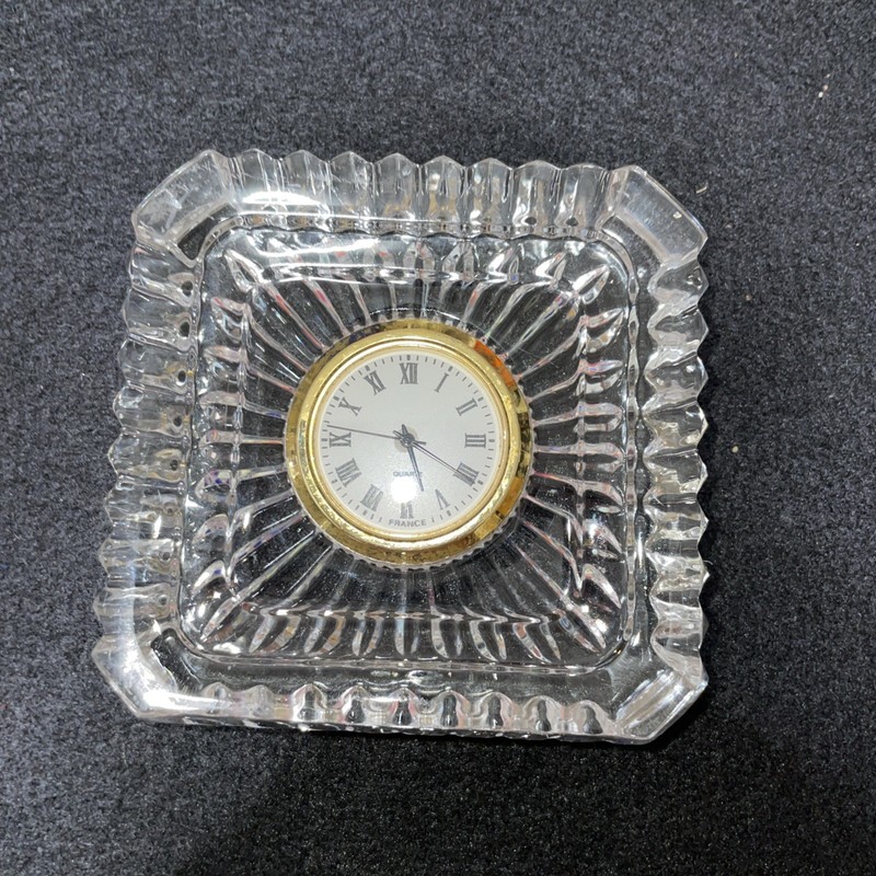 Waterford Crystal Marquis Desk Clock, 3 5/8” Square, 1” Thick, Needs Battery
