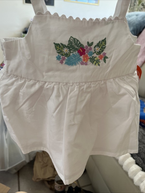 Wonder Nation Girls 2  Dresses White Flower Embroidery size 18 Months