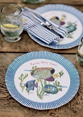 NEW ANTHROPOLOGIE NATHALIE LETE BY THE SEA MELAMINE DINNER PLATE