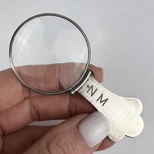 Vintage Art Deco 800 Silver Handheld Magnifying Glass Italy Marked Antique
