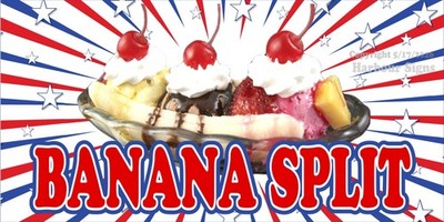 Banana Split ICE CREAM DECAL Concession Food Truck Cart Vinyl Sticker