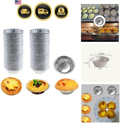 100 Pcs Aluminum Foil Mini Pans, Great for Baking Tarts, Quiche, Pudding, etc.