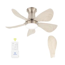 30 Inch Flush Mount Ceiling Fan with Light - Small Ceiling Fan with Light for...