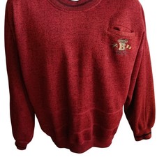 Bugle Boy Vintage Men's Sweatshirt Large 1990's Logo Pullover Heather Red Preppy