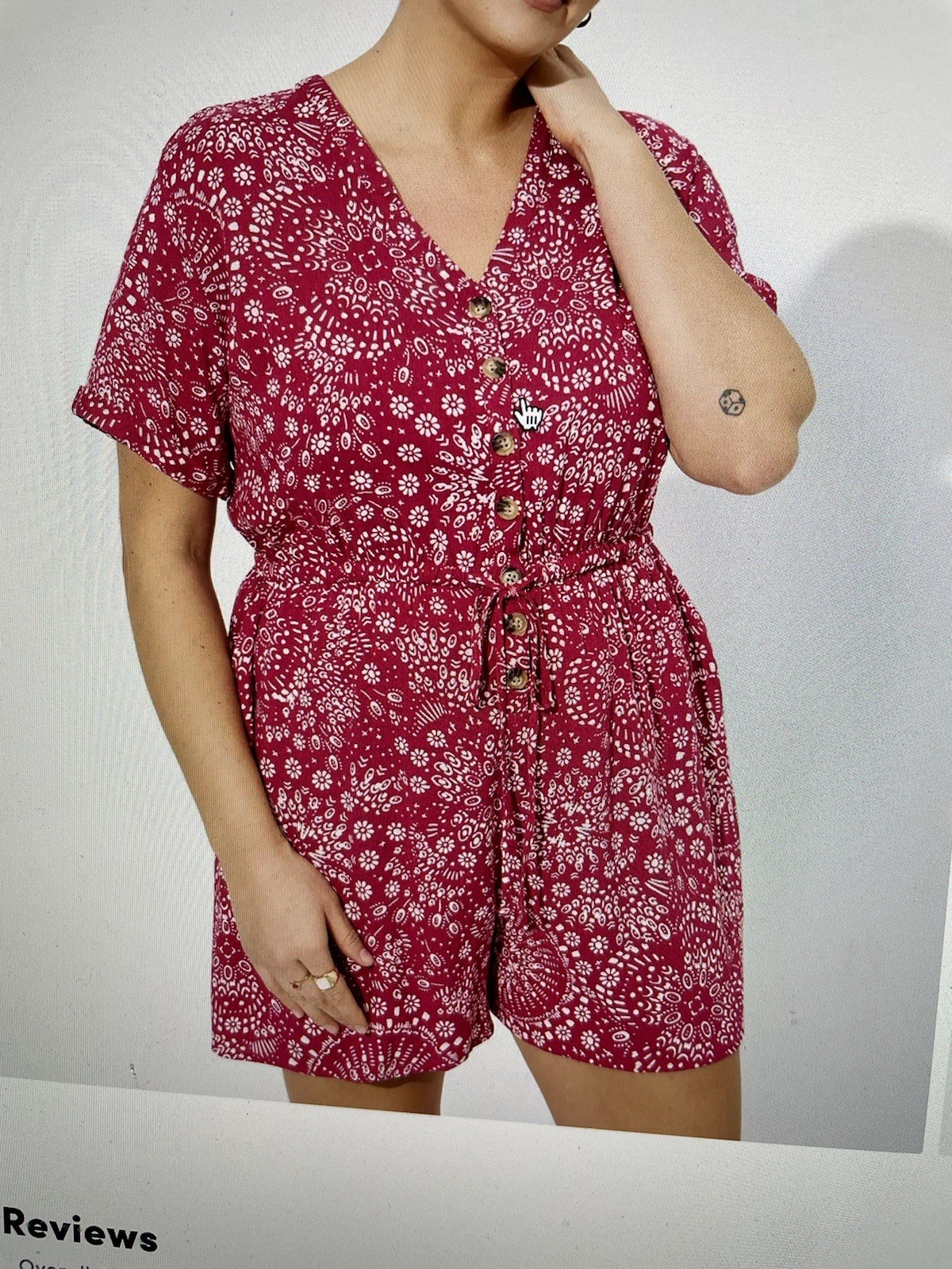 Torrid romper womens sz 2X Mandala Rayon Slub One Piece Button Front shorts