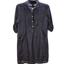 Women's Elena Baldi Large 100 Linen Made in Italy Tunic Dress Coastal Resort