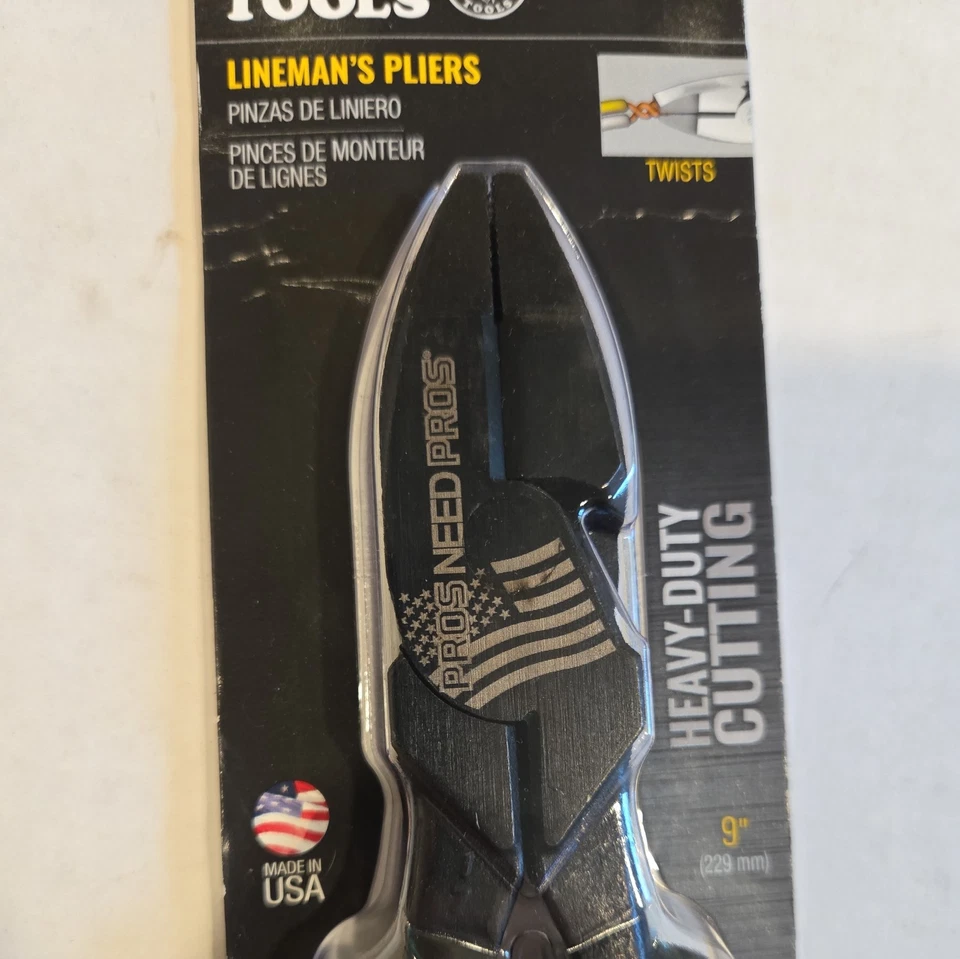 Klein 9" Lineman's Pliers LIMITED EDITION BLACKOUT J2000-9NE pros need pros - Image 3 of 4