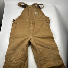 Carhartt Duck Bib Overall Quilt Lined Men s R02 BRN 46x30 USA
