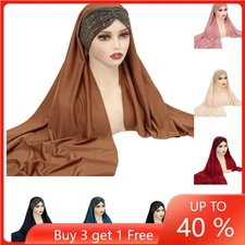 Muslim One Piece Long Scarf Hijab Women Prayer Headscarf Instant Pull On Hat Cap