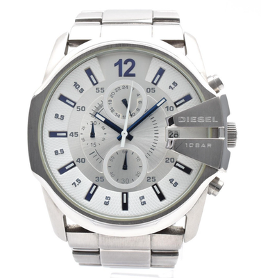 DIESEL時計 DZー4181 Diesel DZ-4181 Master Chief Chronograph Silver Dial Steel Men's